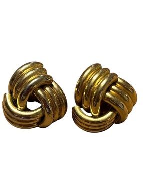 Gold Tone Knot Post Earrings. Pre owned